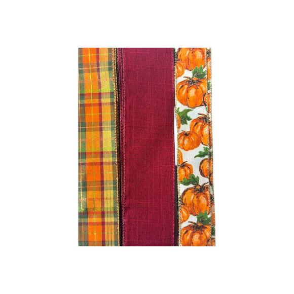 Fall Scarecrow Wreath Kit "Welcome Fall" Pumpkin Sign & Ribbons Bundle Set - Picture 5 of 5